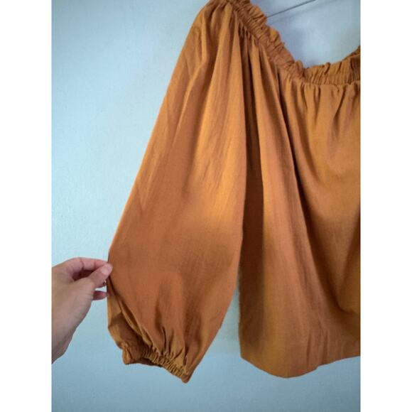 NWT Evereve Shane One Shoulder Top Burnt Gold Size Small - Picture 5 of 7